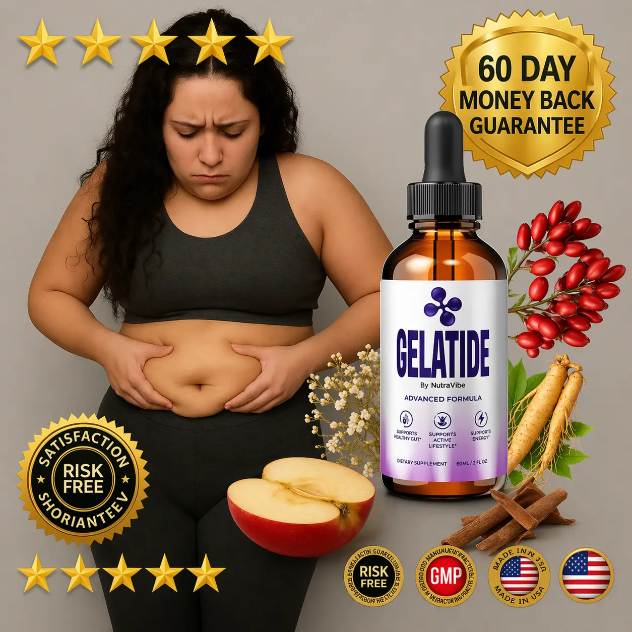 Gelatide natural ingredients green tea caffeine garcinia l-carnitine capsicum